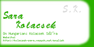 sara kolacsek business card